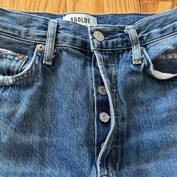 Agolde sz 27 button fly jeans Riley style 11.5” rise 25” inseam great pre owned - Picture 3 of 9
